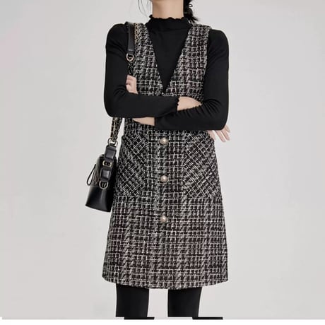 pearl button tweed onepiece