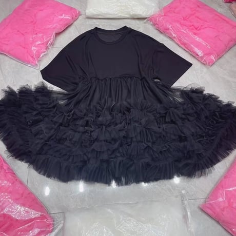 tulle patchwork t-shirt onepiece