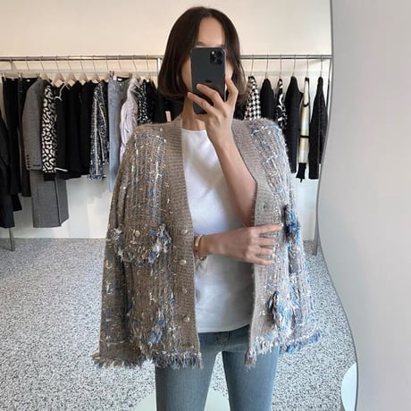tweed knit cardigan