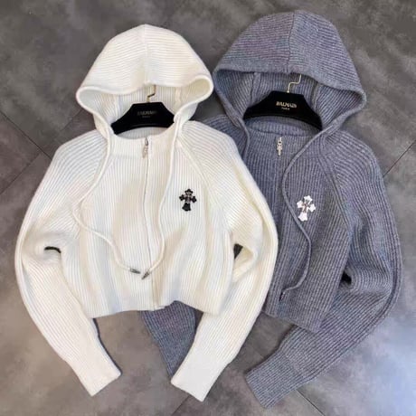 cross design short knit parker