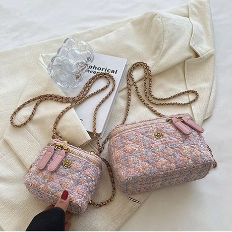 flower point tweed mini bag