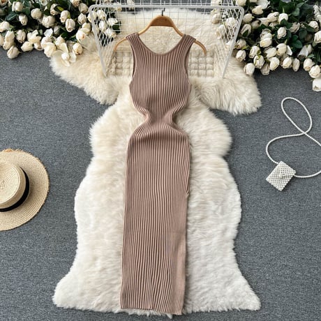 back cross knit onepiece