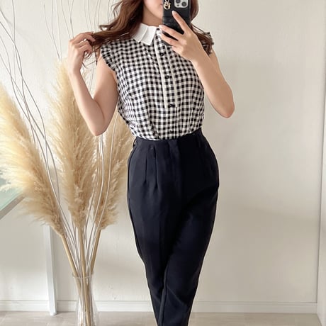 check sleeveless blouse