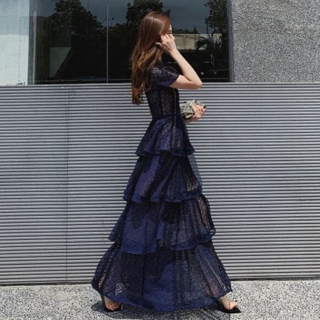 blue lace long onepiece