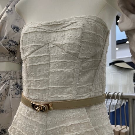 【ベルト付き】tweed ベア rompers