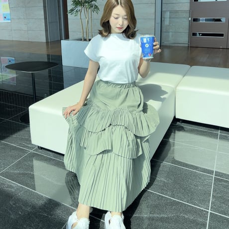 【即納】3段 green skirt