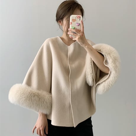 fox fur poncho coat