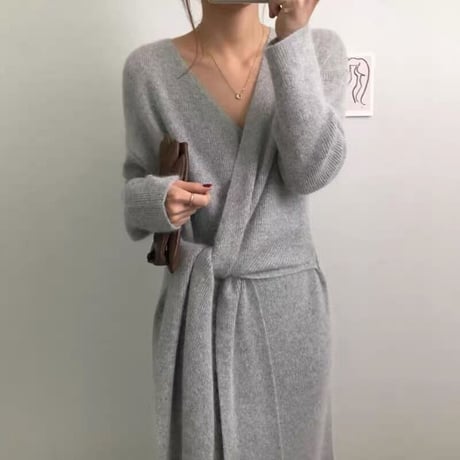 カシュクール風 ニットワンピース