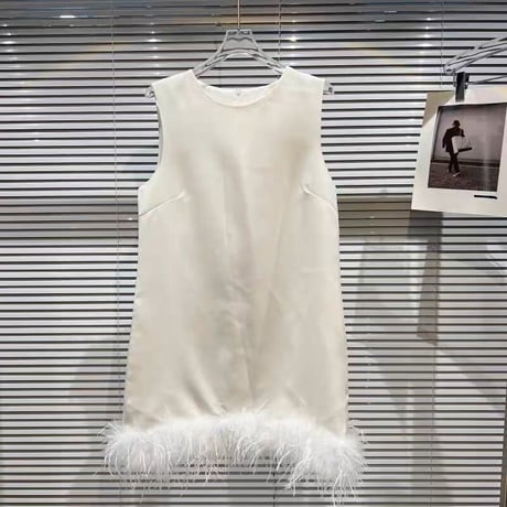 sleeveless feather onepiece