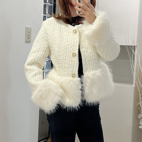 eco fur  tweed jacket