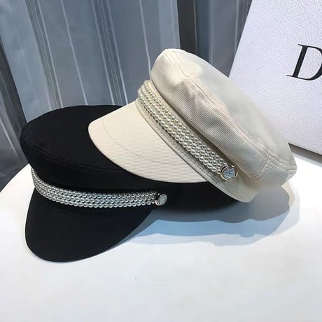 【即納】pearl chain casquette