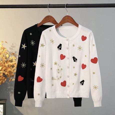 【即納あり】face design cardigan