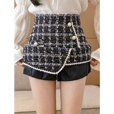 asymmetrical tweed mini skirt