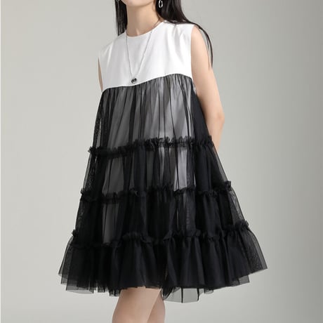 bi-color tulle t-shirt