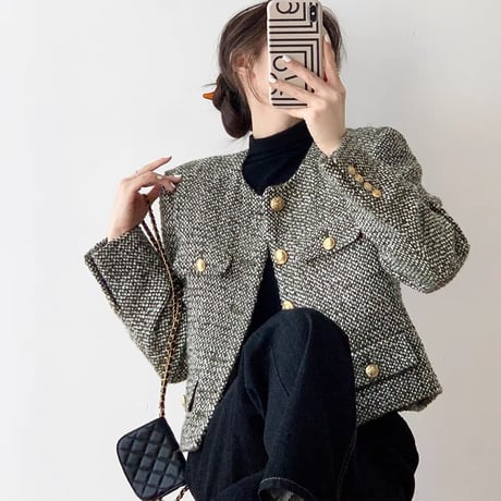 gold button tweed jacket