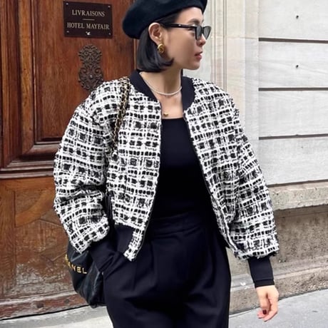 tweed blouson