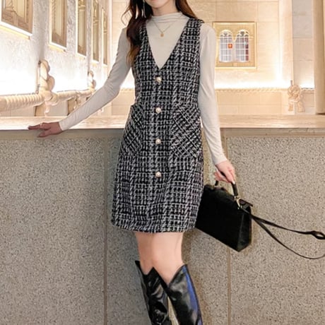 pearl button tweed onepiece
