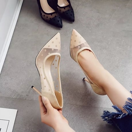 シースルードット パンプス 6cm 8cm