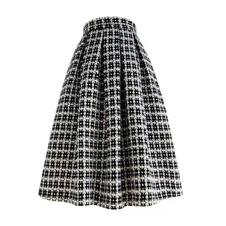 tweed check  skirt