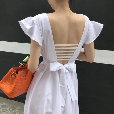 背中あきロングワンピース