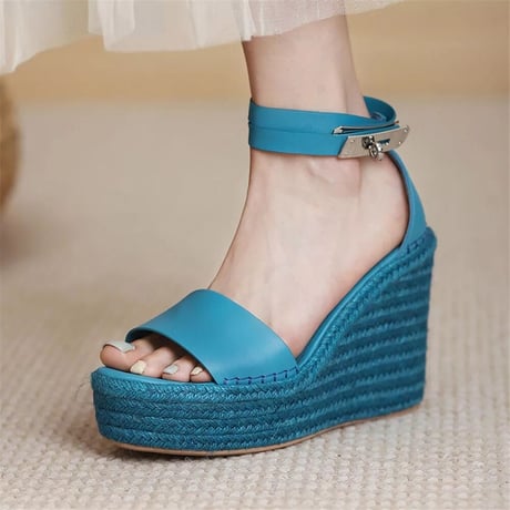 buckle wedge sandal