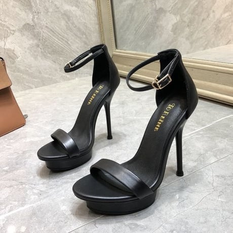 Cowhide high heel sandal