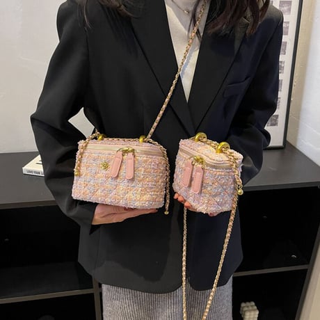 flower point tweed mini bag