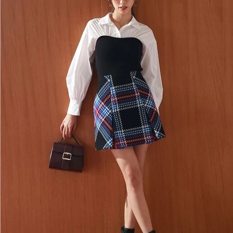 check mini skirt