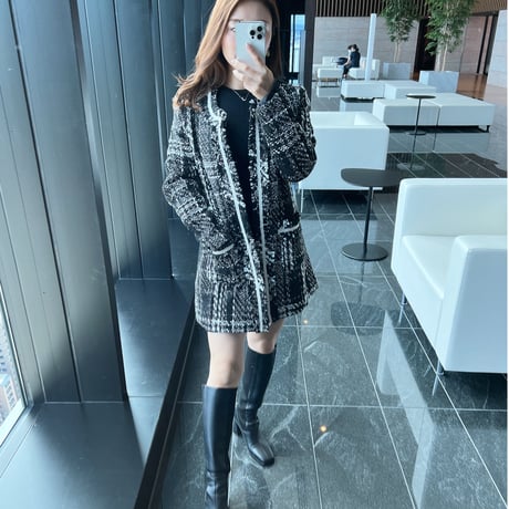 【即納あり】tweed long jacket