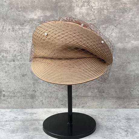 tulle straw casquette