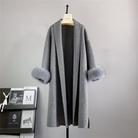 sleeve fox fur long coat