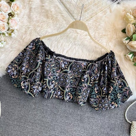 【即納あり】レトロ柄 tops