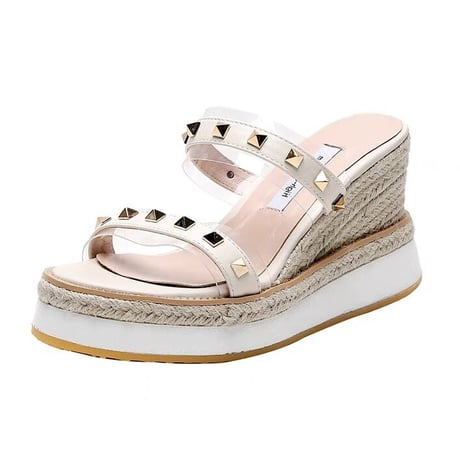 Genuine leather studs sandals