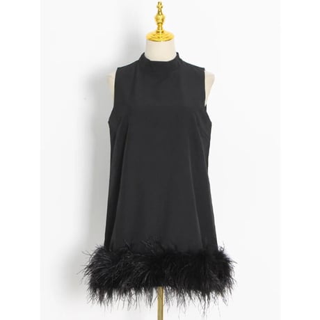 high neck feather onepiece