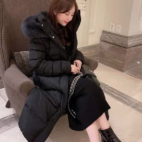 fox fur long down coat