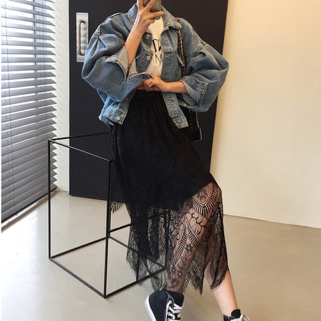 volume sleeve denim jacket