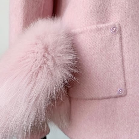 fox fur heart button jacket