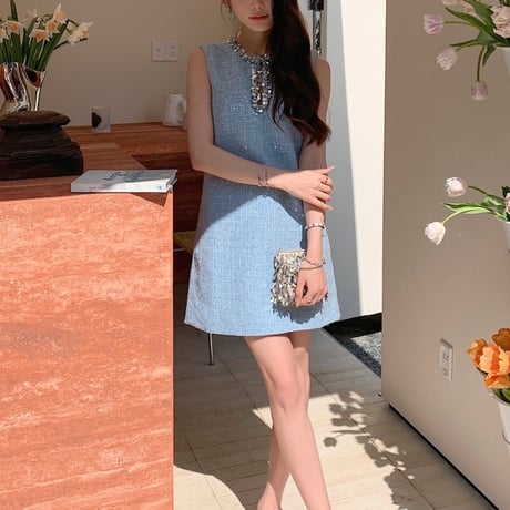 スパンコール　tweed onepiece