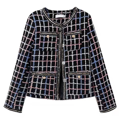 mix color tweed jacket