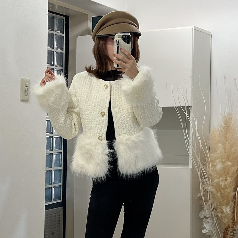 eco fur tweed jacket | BrillantSelect Store