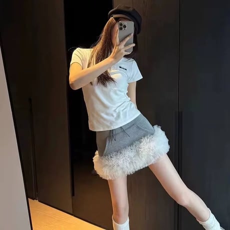 パンツ付き 裾tulle mini skirt