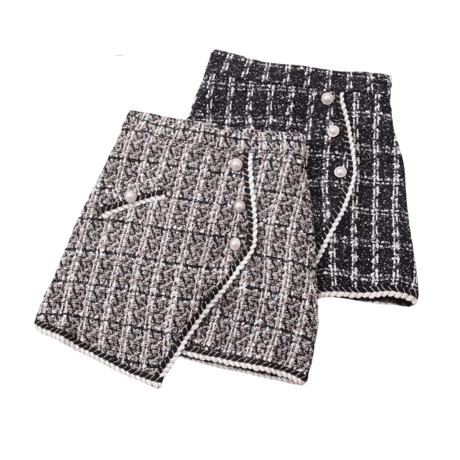 asymmetrical tweed mini skirt