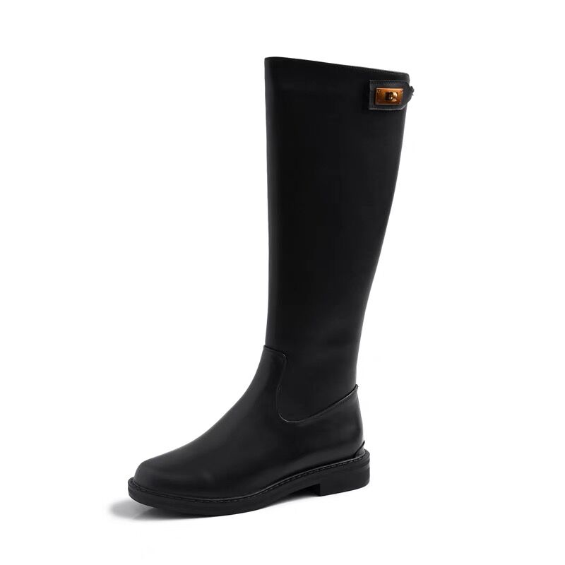 牛革 ゴールドバックル ロングブーツ | BrillantSelect Store 牛革 ゴールドバックル ロングブーツ | BrillantSelect Store