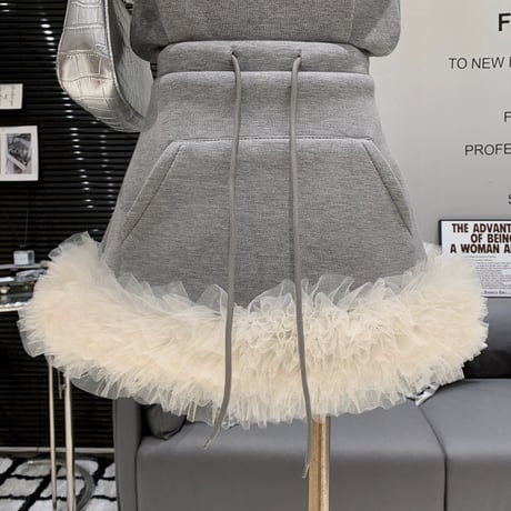 パンツ付き 裾tulle mini skirt