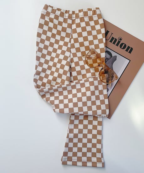 【Melia. original】checker "flare" pants -junior-