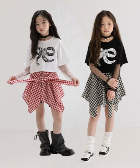 waist mark check skirt【70-150cm】