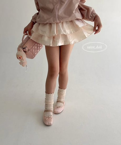 satin tiered mini skirt【90-160cm】