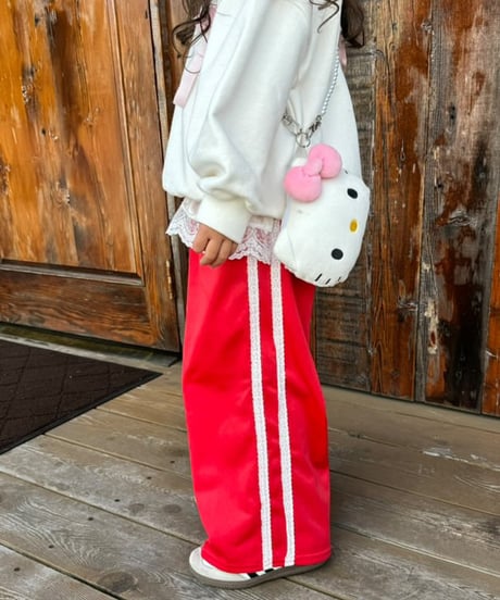 RED lace line straight wide pants【90-160cm】