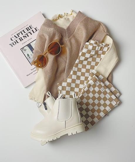 【Melia. original】checker "flare" pants -junior-