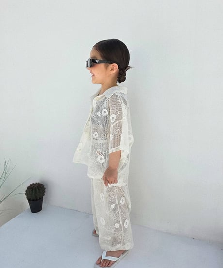 【予約商品】【ELLYMOLLY】see-through flower 編み setup【80-130cm】